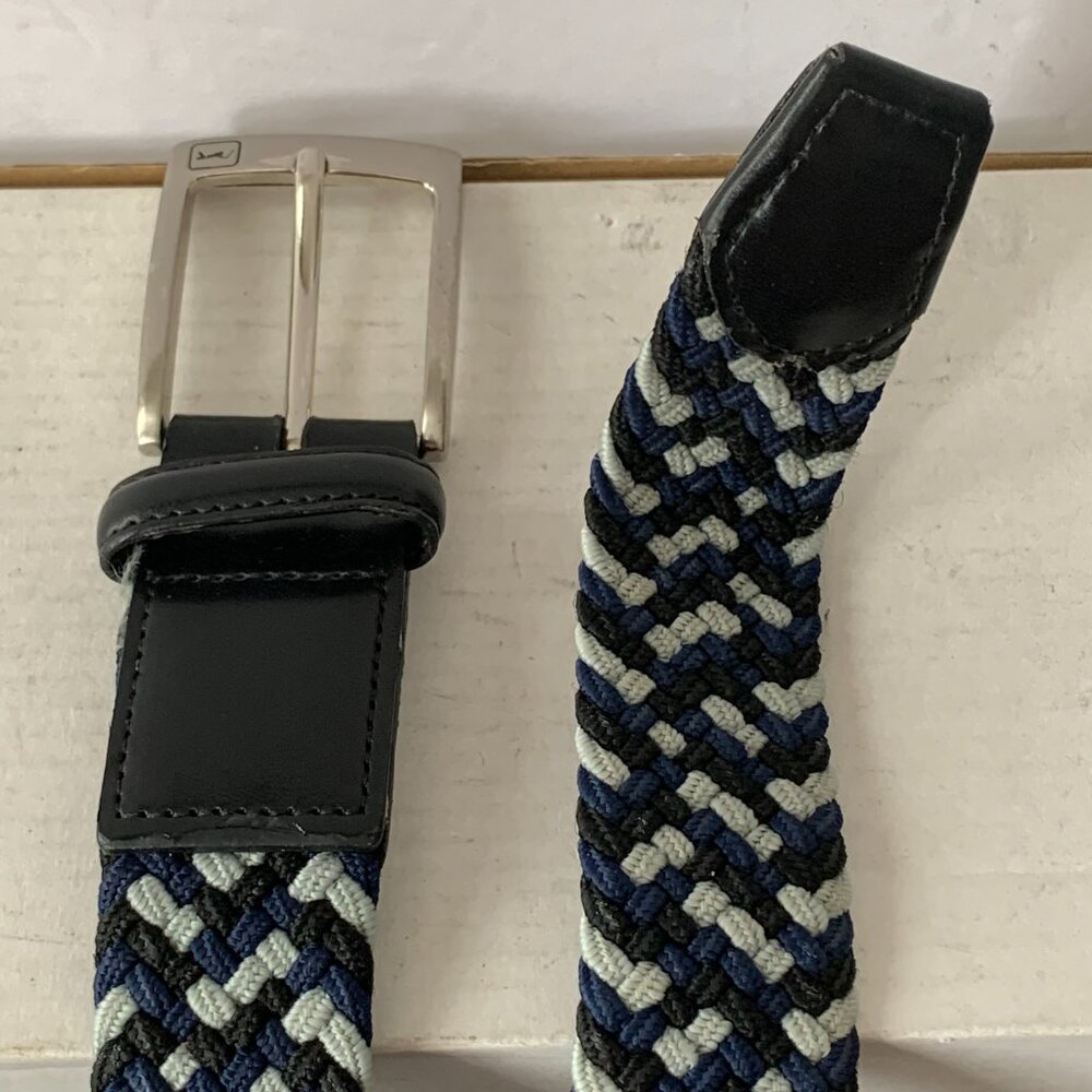 PGA TOUR PG86001 MENS Braided Belt Black Blue Stretch Nickel Brush Buckle BELT - Picture 8 of 11